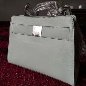 LA GUESS Sabina Satchel Light Teal / Turquoise Blue Long strap Purse